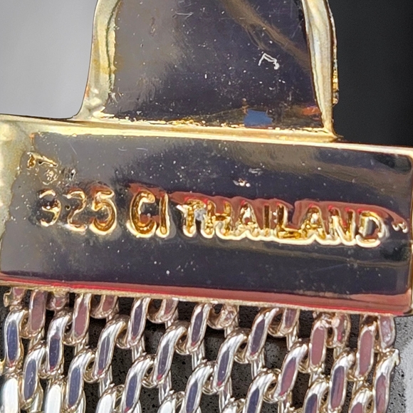 Sterling Vermeil Blue Topaz Mesh Bracelet 6.75” 925 Thailand Estate - Picture 7 of 9